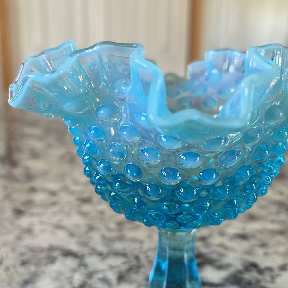 Opalescent Fenton Hobnail Pedestal Compote Dish - Picture 5 of 10